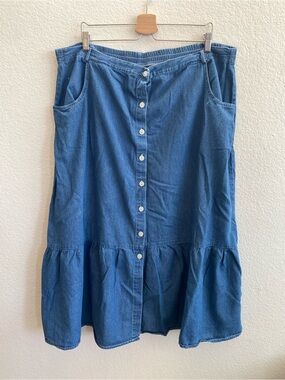 Button-Front Denim Skirt